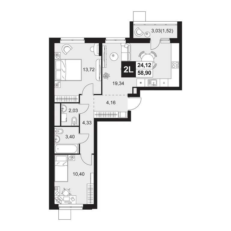 Продается квартира, 58.9 м - Фото 11