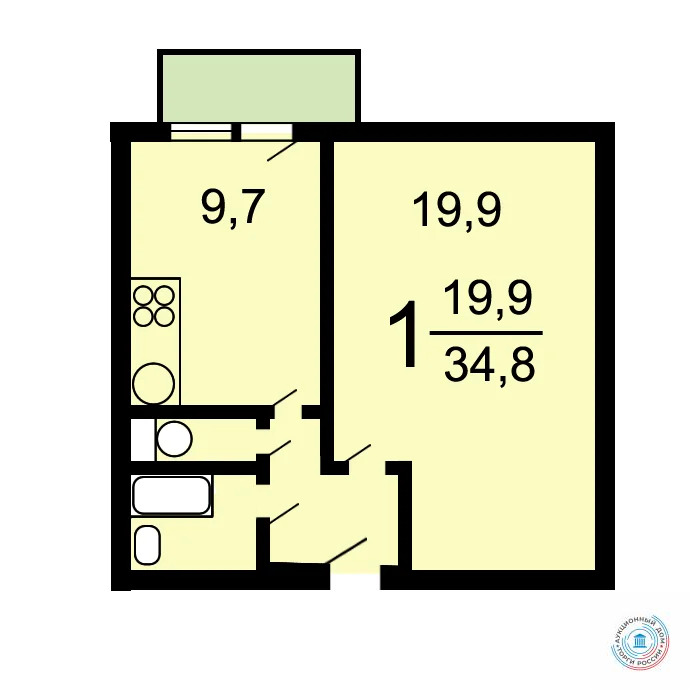 Продается квартира, 34.5 м - Фото 2