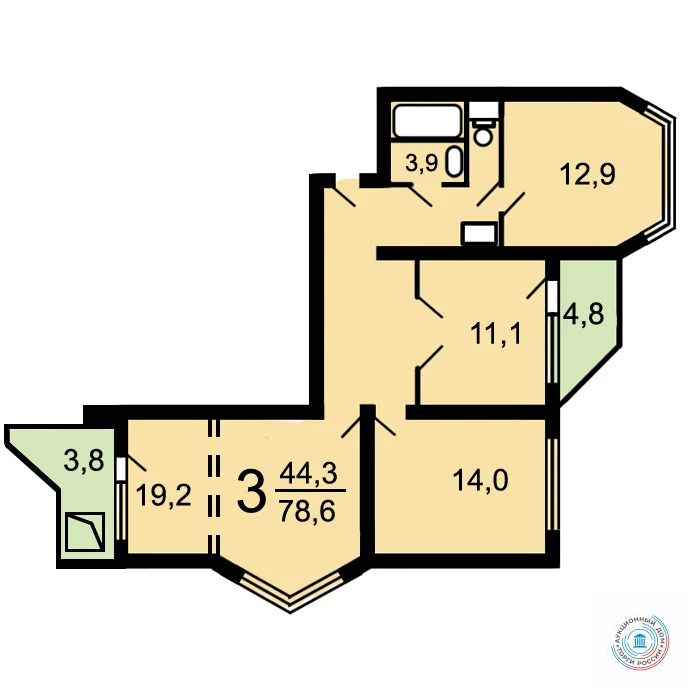 Продается квартира, 79.6 м - Фото 3