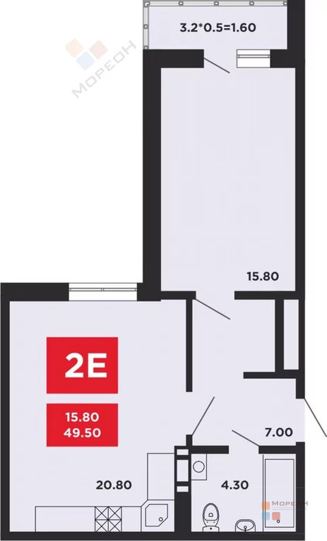 1-я квартира, 49.50 кв.м, 10/17 этаж, Энка, имени Мурата Ахеджака, . - Фото 13