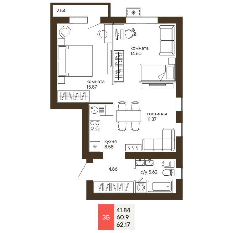 Продается квартира, 62.17 м - Фото 1