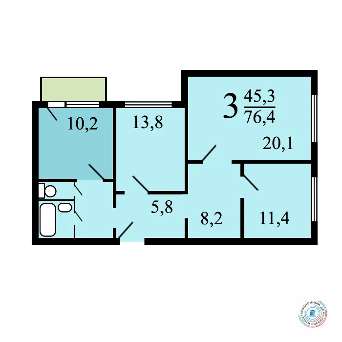 Продается квартира, 76.9 м - Фото 2