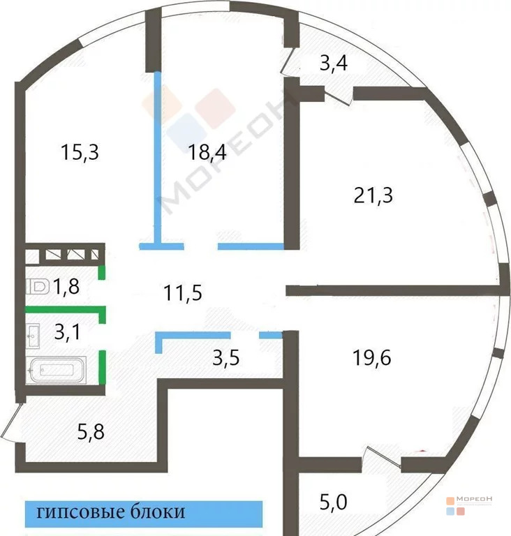 3-я квартира, 103.70 кв.м, 7/24 этаж, гмр, Валерия Гассия ул, . - Фото 17