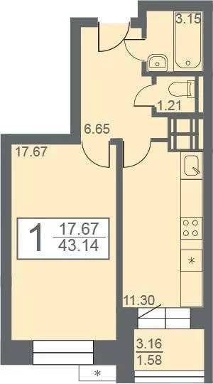 Продается квартира, 43.14 м - Фото 3