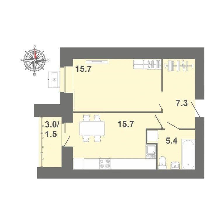 Продается квартира, 44.1 м - Фото 1