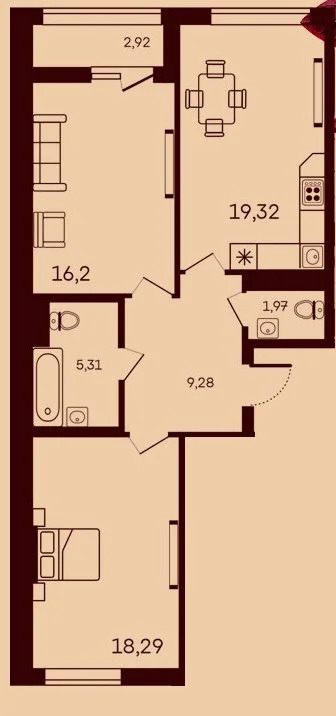 Продается квартира, 73.29 м - Фото 2