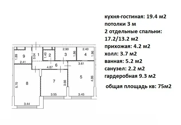 Продажа 2-ки 75м2 в ЖК Хедлайнер - Фото 1