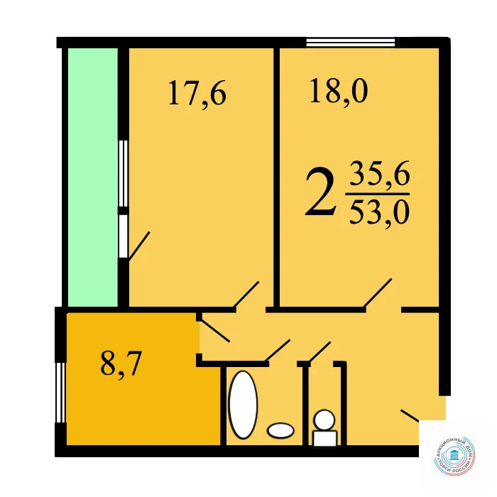 Продается квартира, 52.9 м - Фото 4