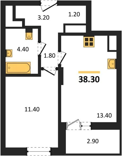 Продается квартира, 38.3 м - Фото 1