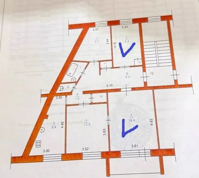 2 комнаты на ул. Советская, дом 119/17 - Фото 3