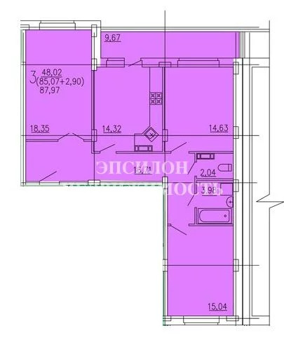 План однокомнатной квартиры на дериглазова