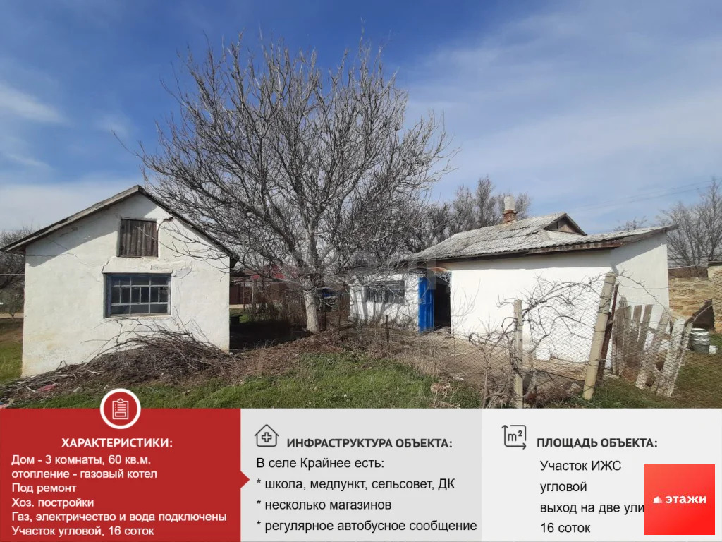 Продажа дома, Крайнее, Сакский район, Степной пер. - Фото 0