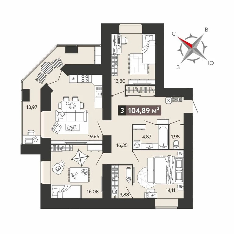 Продается квартира, 116.96 м - Фото 5