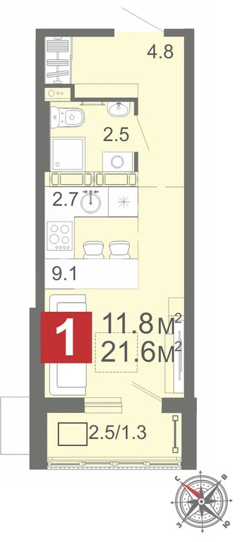 Продается квартира, 21.6 м - Фото 8