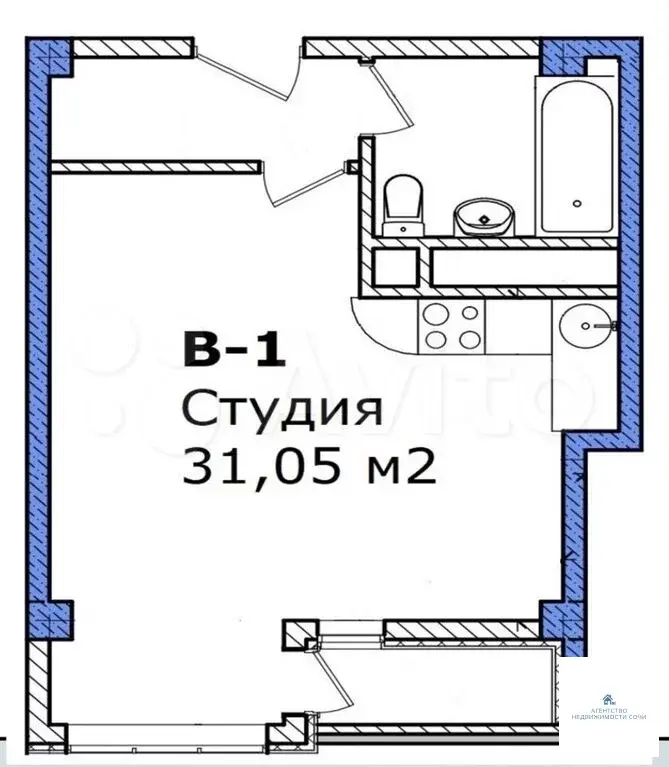 1-к. квартира, 30,4 м, 9/12 эт. - Фото 1