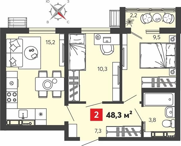 Продается квартира, 48.3 м - Фото 0