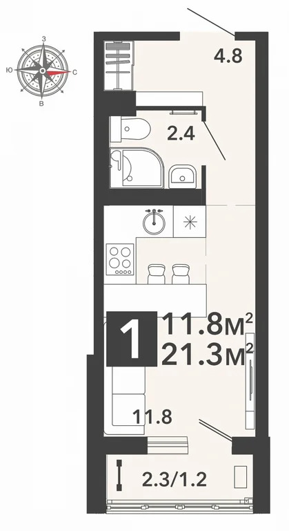 Продается квартира, 21.3 м - Фото 1