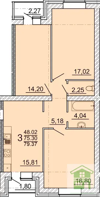 Продам 3 ком кв 79 кв м с. Новая Усмань, ул. 70 лет Победы, 11 - Фото 11