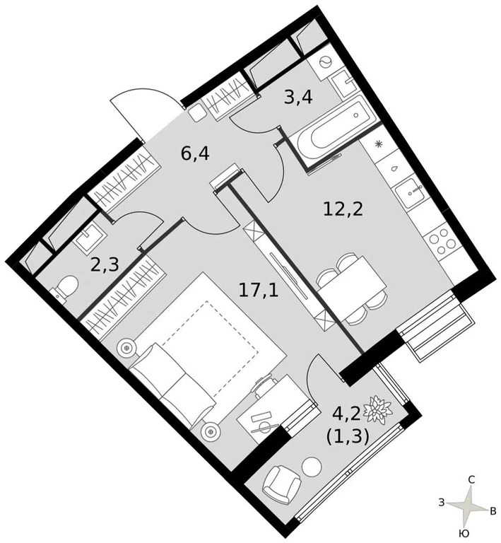 Продам 1-комн. квартиру 42.7 кв.м. - Фото 1