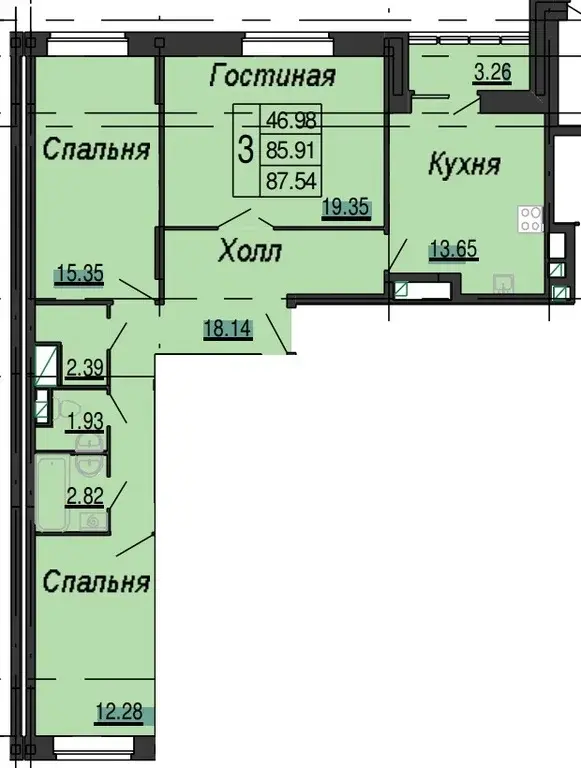 3 комнатная квартира в Домодедово, ул. Кирова, д.17,к.1 - Фото 19