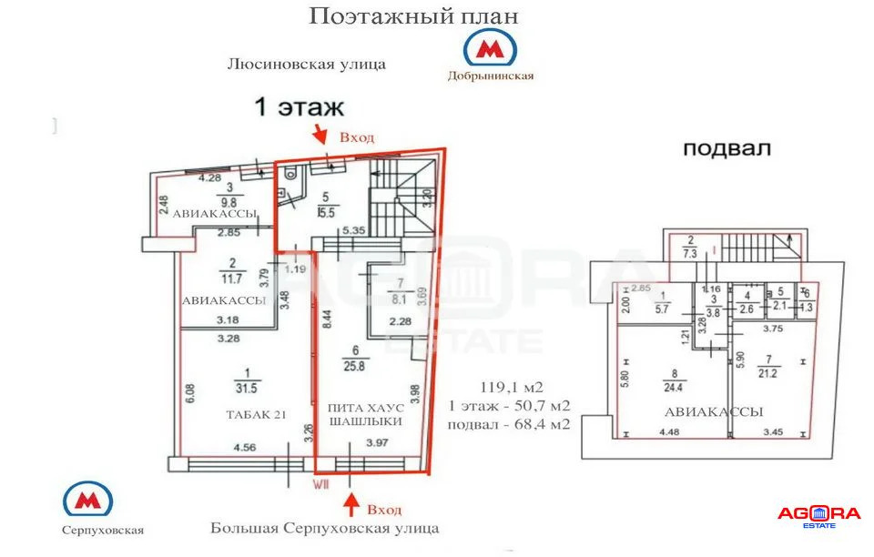 Аренда торгового помещения, м. Добрынинская, ул. Серпуховская Б. - Фото 0