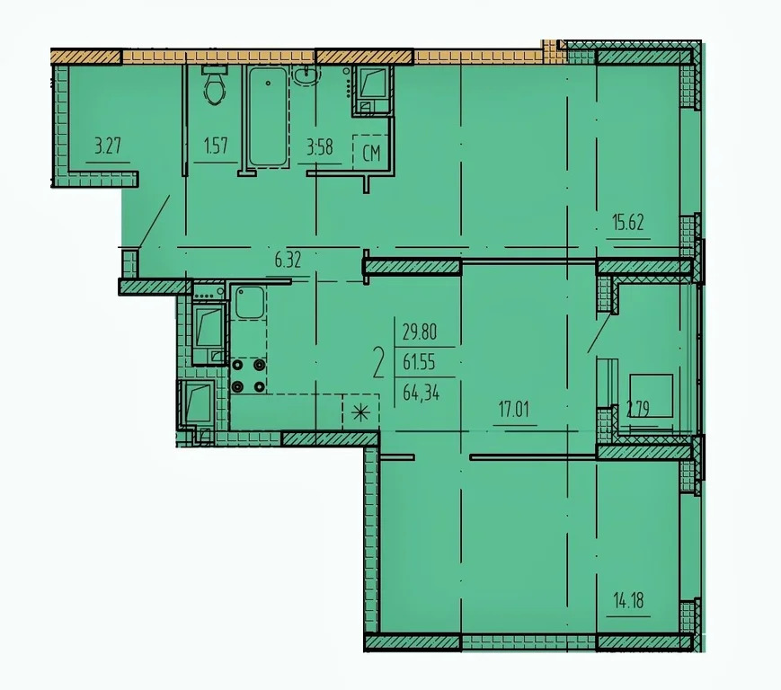 Продается квартира, 64.34 м - Фото 1