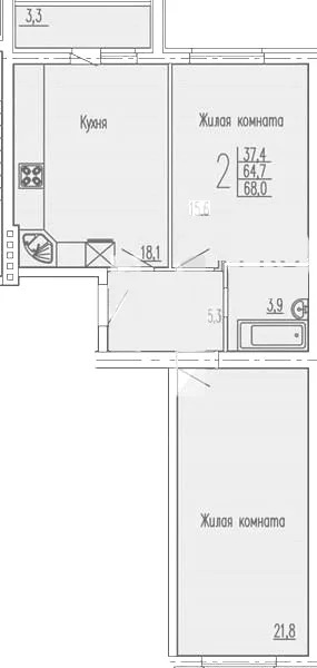 Продается квартира, 68 м - Фото 1