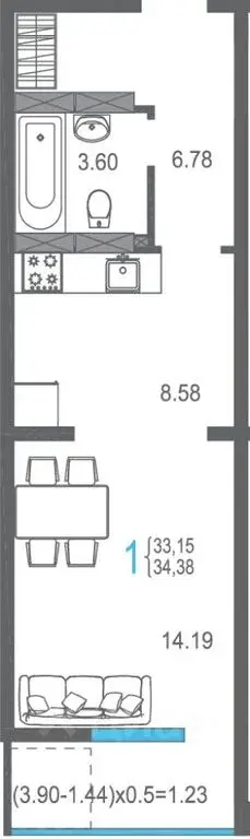 Купить квартиру-студию 34.0м ул. Кирова, 155Ак1, Ялта, Крым респ. - .. - Фото 13