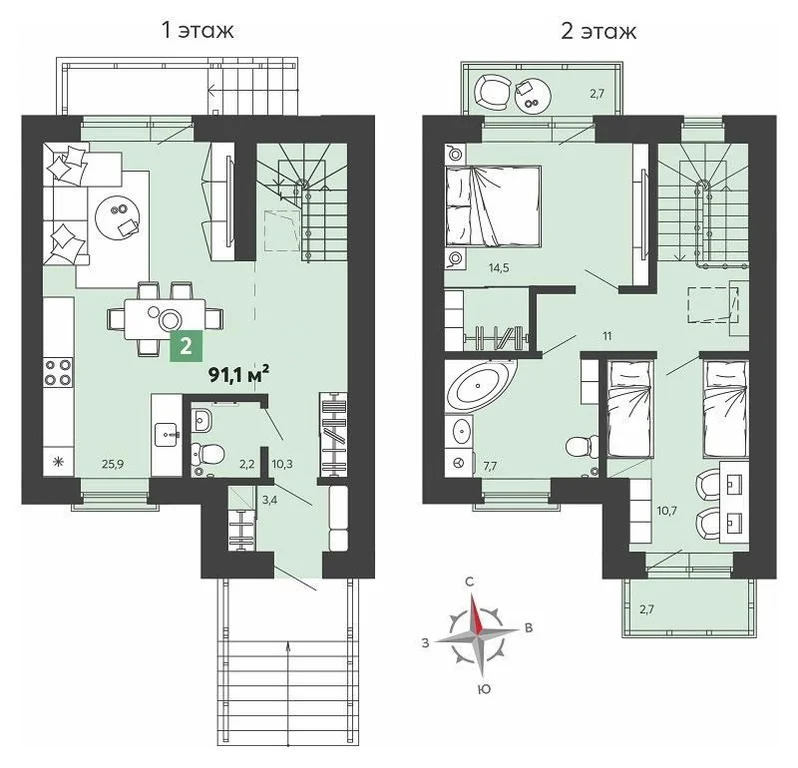 Продается квартира, 91.1 м - Фото 2