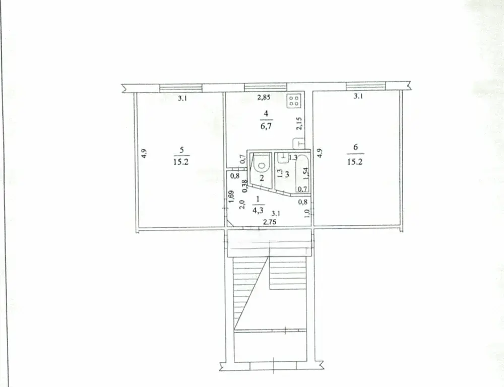 2-к. квартира, 44,2 м2, 1/5 эт. - Фото 9