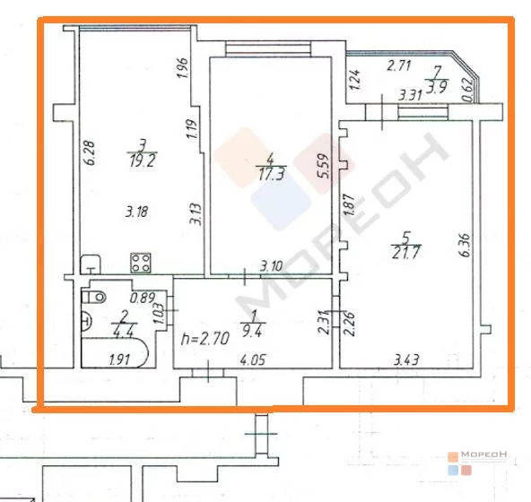 2-я квартира, 72.00 кв.м, 16/19 этаж, чМР, Кубанская ул, 12990000.00 . - Фото 17