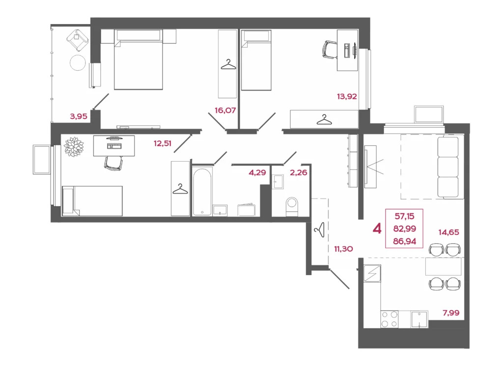 Продается квартира, 86.94 м - Фото 7