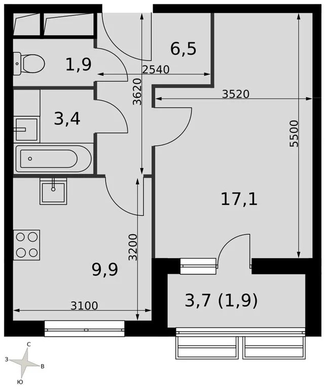 Продам 1-комн. квартиру 40.7 кв.м. - Фото 1