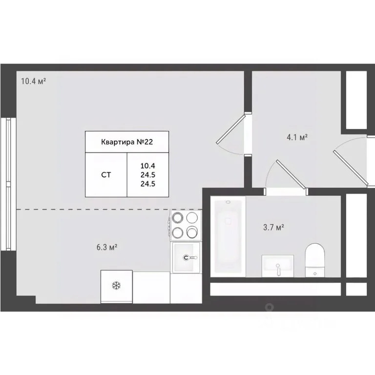 Продам студию 24,4 кв. м - Фото 3