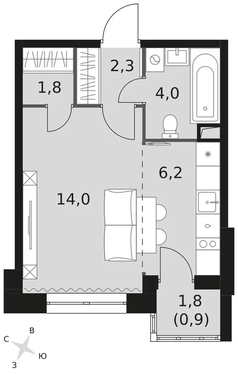 Продается студия 29.2 кв.м. - Фото 1