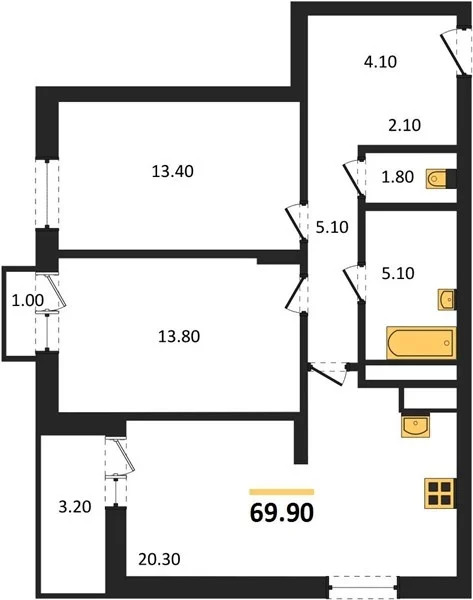 Продается квартира, 69.9 м - Фото 3