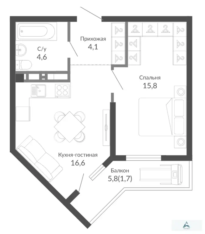 Продаётся просторная однокомнатная квартира в ЖК комфорт-класса - Фото 1
