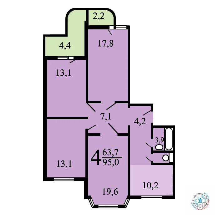 Продается квартира, 92.3 м - Фото 3