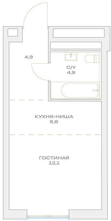 Продается студия 28.5 м2 в новостройке - Фото 1