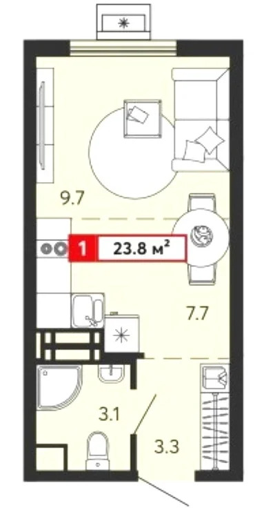 Продается квартира, 23.8 м - Фото 1