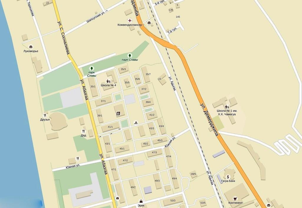 Улица спортивная в Гагре на карте 18. Гагра карта с улицами и домами. Гагра стадион на карте. Новая Гагра на карте. Гагра карта с номерами домов