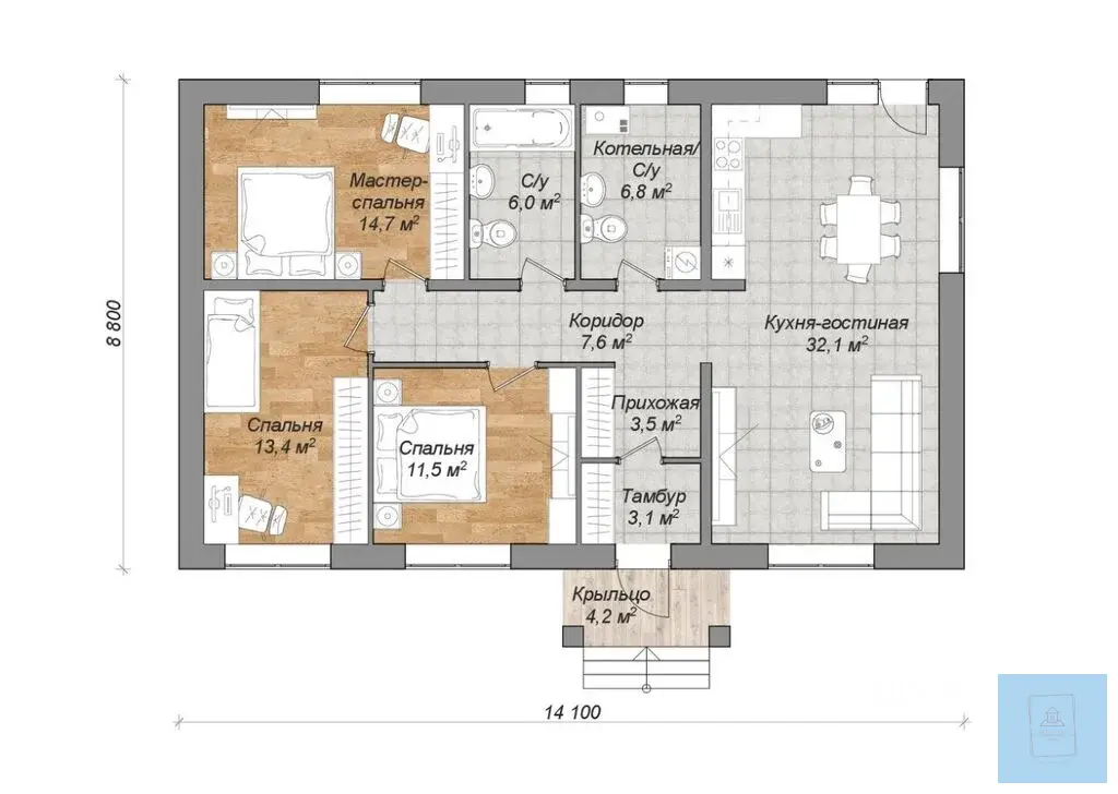 Дом 105 кв.м. на участке 6 соток в строящемся коттеджном поселке - Фото 3