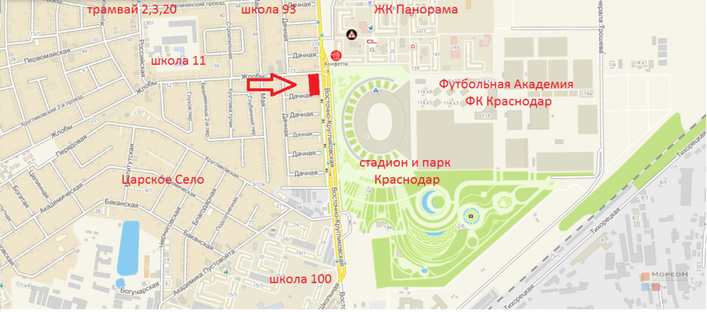 Карта стадиона краснодар