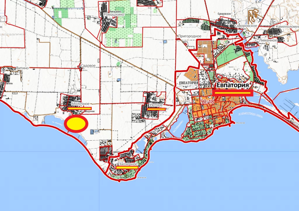 Карта евпатории площадь. Село молочное Евпатория.