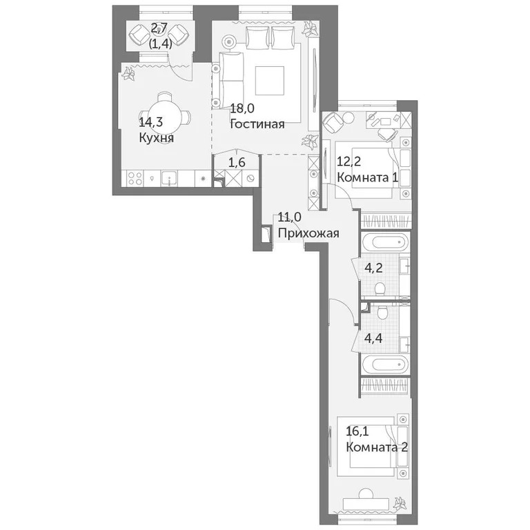 Продам 3-комн. квартиру 83.2 кв.м. - Фото 2