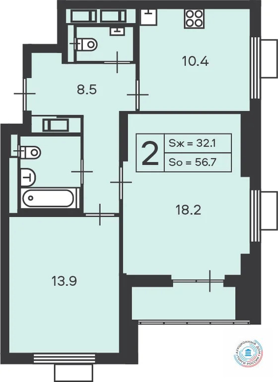 Продается квартира, 56.7 м - Фото 7