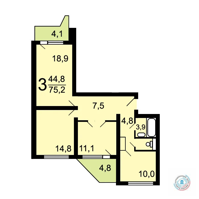 Продается квартира, 75.2 м - Фото 0