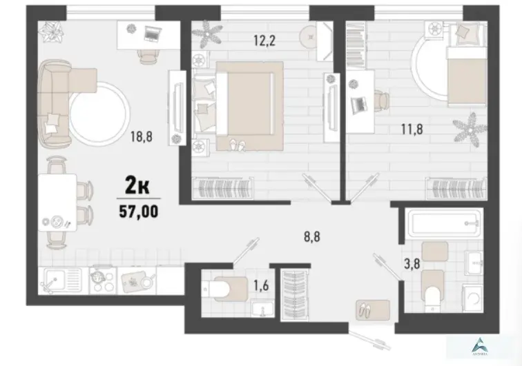 Продаётся 2-комн. квартира, 57 кв. м. - Фото 7