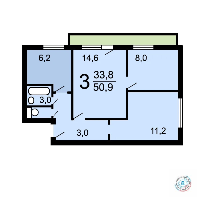 Продается квартира, 50.9 м - Фото 2