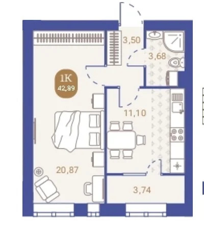 Продается квартира, 42.89 м - Фото 4